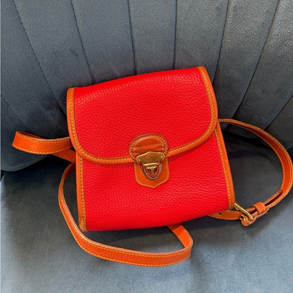 Vintage Dooney & Bourke Red AWL Mini Crossbody Bag British Tan USA